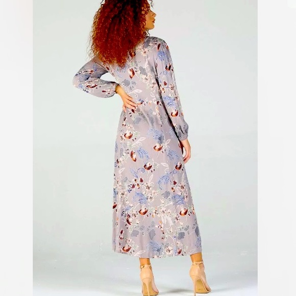 Floral Lavender Purple Long Sleeve Maxi Dress - Picture 4 of 4